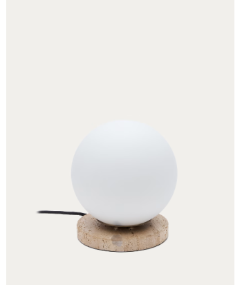 Malachi table lamp with glazed glass and travertine stone